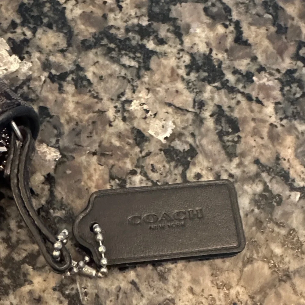 Coach Black and Gray Signature canvas and leather zip around Wallet EUC